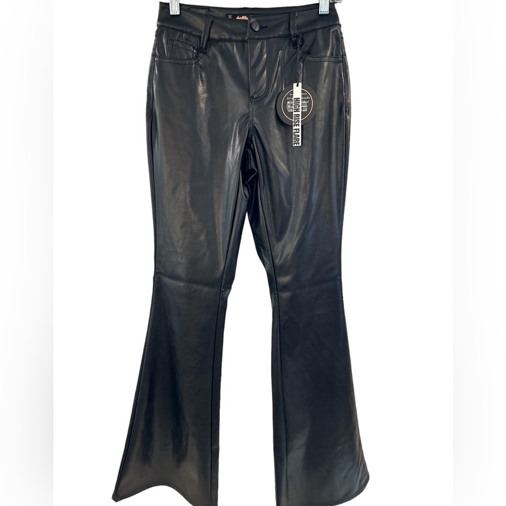Dollhouse Women’s Vegan Leather Black High‎ Rise Flare Pants NWT’s